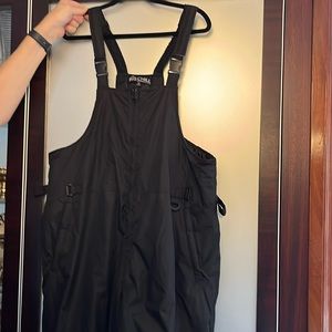 Women’s black ski, bibs, waterproof, great for outdoors or snow play